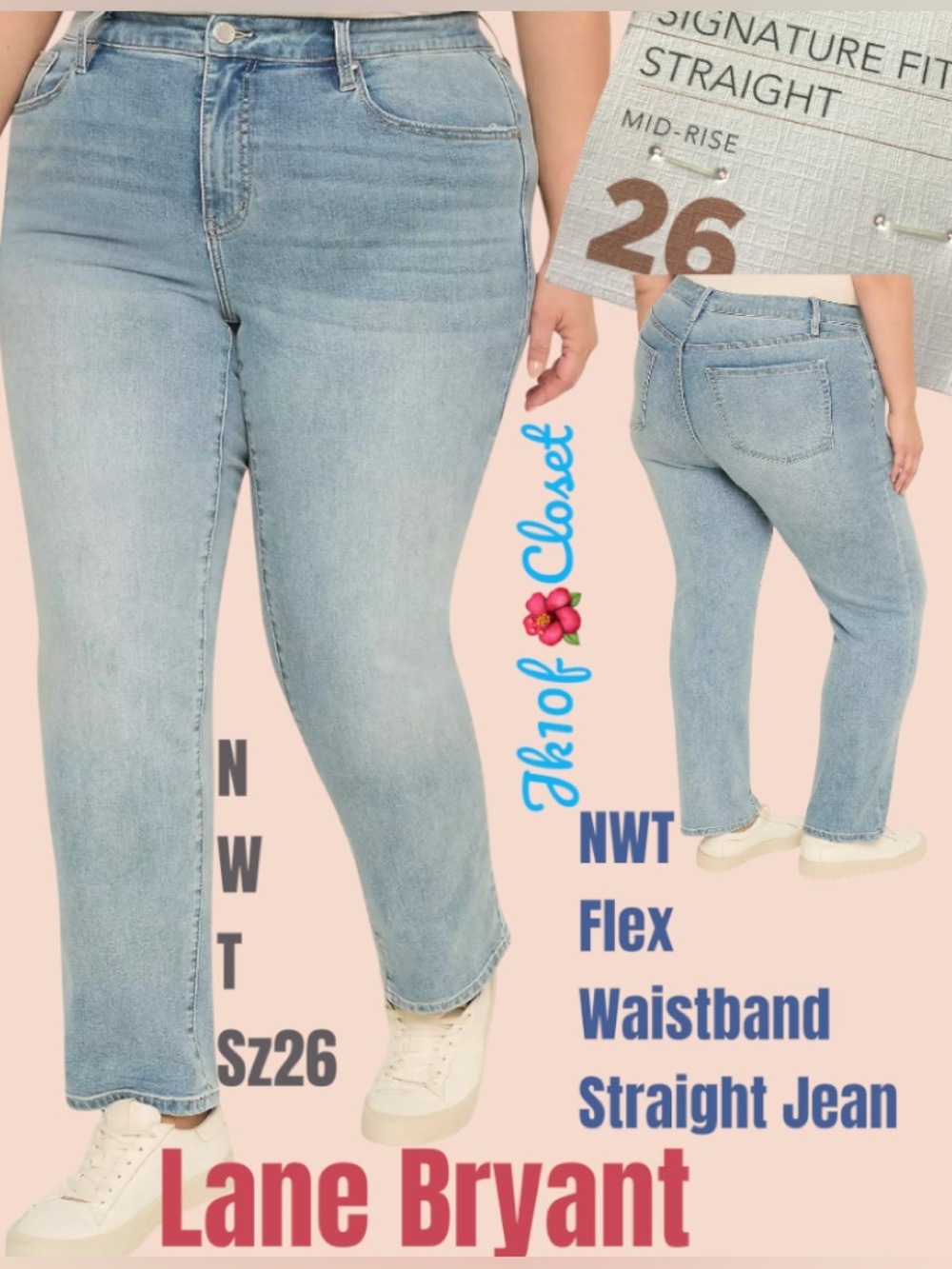 LOWEST PRICE✅ NWT LANE BRYANT Sz26 Light Blue Mid-Rise Straight Leg Jeans